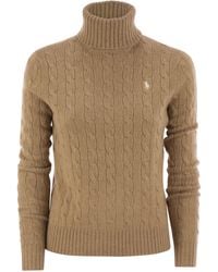 Polo Ralph Lauren - Wool And Cashmere Cable-Knit Turtleneck Sweater - Lyst