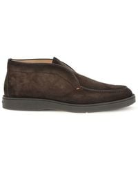 Santoni - Brown Calf Leather Bos Taurus Ankle Boots - Lyst