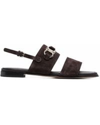 Ferragamo - Ferragamo Gancini-Plaque Suede Sandals - Lyst
