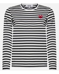 COMME DES GARÇONS PLAY - Patch-Logo Striped Cotton T-Shirt - Lyst