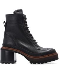 See By Chloé - Mahalia Leather Lace-Up Boots - Lyst