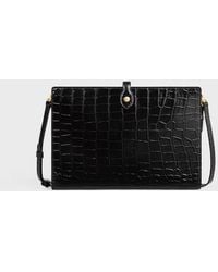 Celine - Celine Crocodile-Embossed Leather Shoulder Bag - Lyst