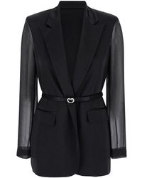 Pinko - Sheer-Sleeve Acetate Blazer - Lyst