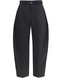 Sacai - Wool Tailored Pants With Belt Polyester; Cupro - Lyst