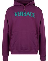 Mens Clothing Activewear for Men Natural Versace Cotton Baroque-panelled Drawstring Hoodie in Beige gym and workout clothes Hoodies 
