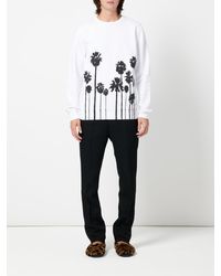 Christian Pellizzari Sweatshirt With Black Print Palms - White