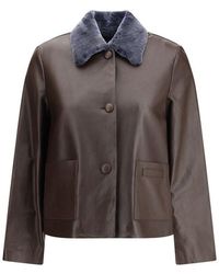 Marni - Brown Leather Leather Jacket - Lyst