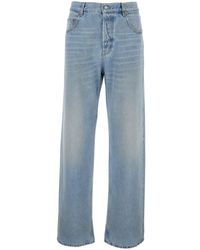 Saint Laurent - Light Five Pocket Jeans With Logo Patch On The Back - Lyst