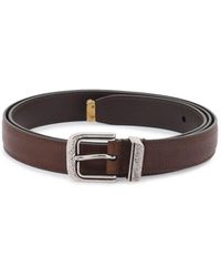 Brunello Cucinelli - Leather Belt With Detailed Buckle - Lyst