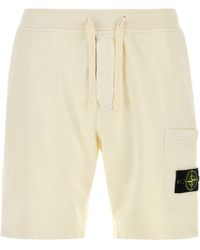 Stone Island - Ivory Cotton Bermuda Shorts - Lyst