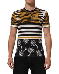 Dolce & Gabbana - Leopard Palm Leaf Crew Neck T-Shirt Cotton - Lyst