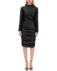 Tom Ford - Ruched Leather Midi Dress - Lyst