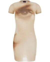 Jean Paul Gaultier - Short Dress With Face Print Tech Fabric - Lyst