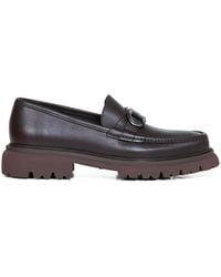 Ferragamo - Dark Cocoon Loafers With Gancini Ornament - Lyst