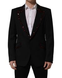 Dolce & Gabbana - Crystal Embellished Coat Blazer Jacket Virgin Wool Silk Polyester Clothing - Lyst
