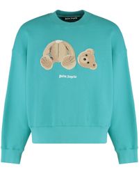 Palm Angels - Crew Neck Cotton Sweatshirt With Patch Bear Sweatshirts - Lyst