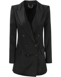 Elisabetta Franchi - Satin Jacket With Logoed Buttons - Lyst