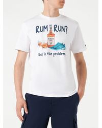 Mc2 Saint Barth - Cotton T-Shirt With Rum Or Run Print - Lyst
