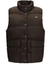 Prada - Brown Goose Down Sleeveless Jacket - Lyst