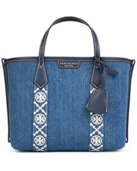 Tory Burch - Shopping Perry Double Handle Denim Bag - Lyst