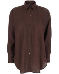 Le Plain - Linen Shirt With Classic Collar And Button Closure Blouses - Lyst