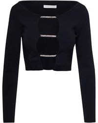 Christopher Esber - Long-sleeved Top With Cut-out And Rhinestone Bands In Rayon Blend - Lyst