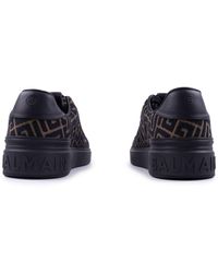 Balmain Khaki And Monogram Jacquard B-court Sneakers - Black