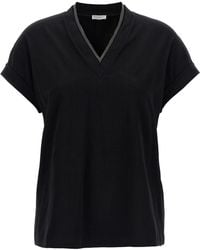 Brunello Cucinelli - Brunello Cucinelli V-Neck Cotton T-Shirt - Lyst