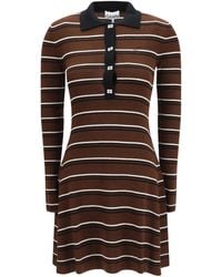 Ganni - Striped Wool Polo Dress Ovis Aries - Lyst