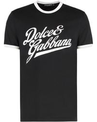 Dolce & Gabbana - T-Shirt With A Logo And Velvet Finish - Lyst