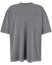Juun.J - T-Shirt With Logo Embroidered On The Front And Print Back - Lyst