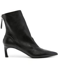 Halmanera - Pointed Leather Ankle Booties - Lyst