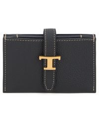 Tod's - Leather Wallet With Logo Calfskin & Purses - Lyst