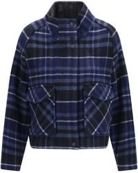 Pinko - Campanula Check Double-Cloth Caban Merino Wool Ovis Aries; Nylon Jacket - Lyst