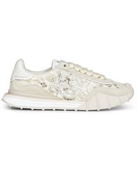 Dolce & Gabbana - And Chalk Lace And Calf Suede Low-Top Sneakers - Lyst