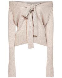 Ermanno Scervino - Almond Cashmere Knit Cardigan With Bow - Lyst