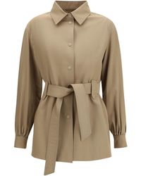 Max Mara - Wool Jacket-Shirt With Belt Fleece Ovis Aries - Lyst