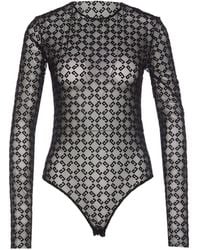 Givenchy Shiny Monogram 72 Tulle Bodysuit in Black | Lyst UK