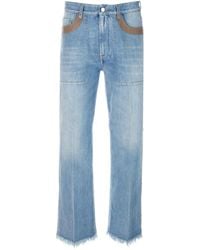 Fendi - Light Blue Jeans With Fringes - Lyst