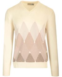 Ballantyne - Double Yarn Cashmere Diamond Sweater - Lyst