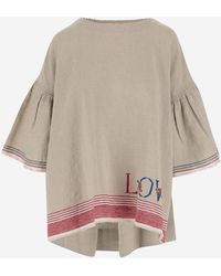 Péro - Oversized Linen Blouse With Embroidery - Lyst