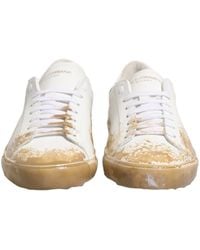 Dolce & Gabbana - Leather Paint Effect Low Top Sneakers Shoes - Lyst