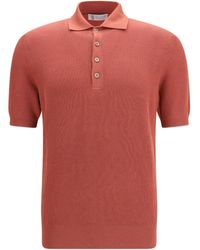 Brunello Cucinelli - Short-Sleeve Polo With Buttons Cotton Shirts - Lyst
