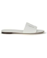 Dolce & Gabbana - White Calf Leather Bos Taurus Flat Sandals - Lyst