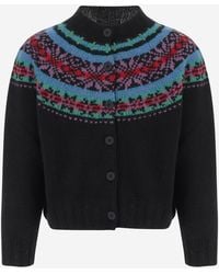 Howlin' - Wool Jacquard Cardigan Magic Waves Fine Sweater - Lyst