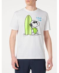 Mc2 Saint Barth - Cotton T-Shirt With Surfer Snoopy Print Peanuts Special Edition - Lyst