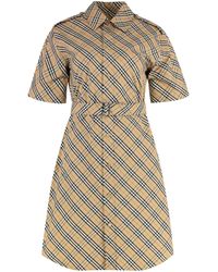 Burberry - Checked Cotton Shirtdress With Coordinated Waist Belt - Lyst