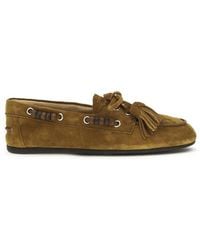 Miu Miu - Beige Calf Leather Bos Taurus Slip - Lyst