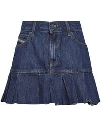 DIESEL - Denim De-Reen Pleated Mini Skirt - Lyst