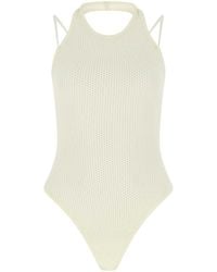 ANDREADAMO - Ivory Stretch Viscose Blend Bodysuit - Lyst